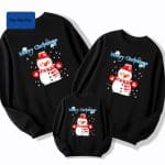 Pull de noel assorti bonhomme neige