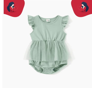 Robe Duo Mère Et Fille Avec Broderie Verte – Image 3