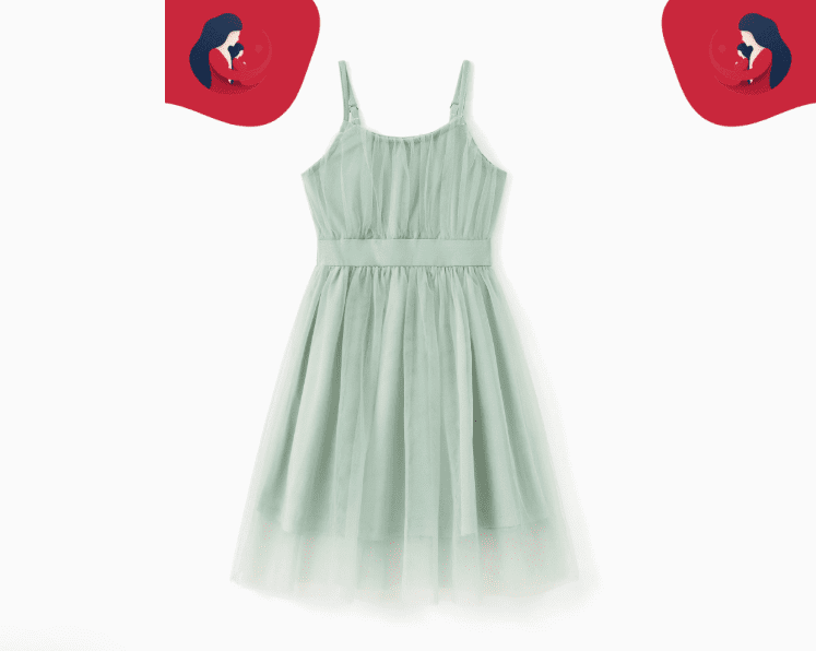 Robe Duo Mère Et Fille Avec Broderie Verte – Image 4