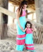 Robe Longue Colorée Assortie Pour Mère Et Fille