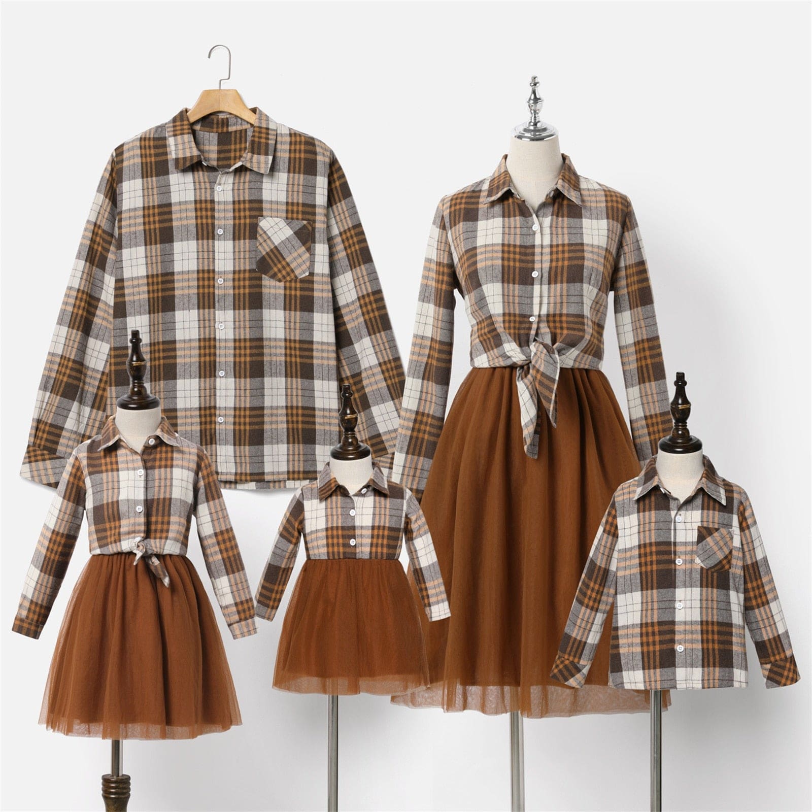 Ensemble Vestimentaire Coordonné À Motif Quadrillé Marron