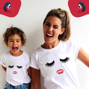 T-Shirt Duo Mère Et Fille À Motif Cils
