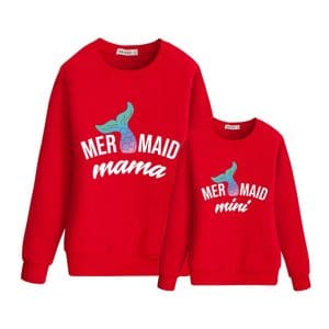 Pull Duo Mère Et Fille Sirène Écarlate