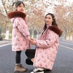 Manteau Assorti Mere Fille Rose