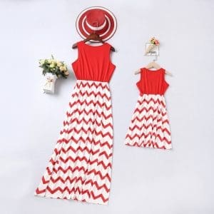 Robe Rouge Et Blanche Duo Mère Et Fille