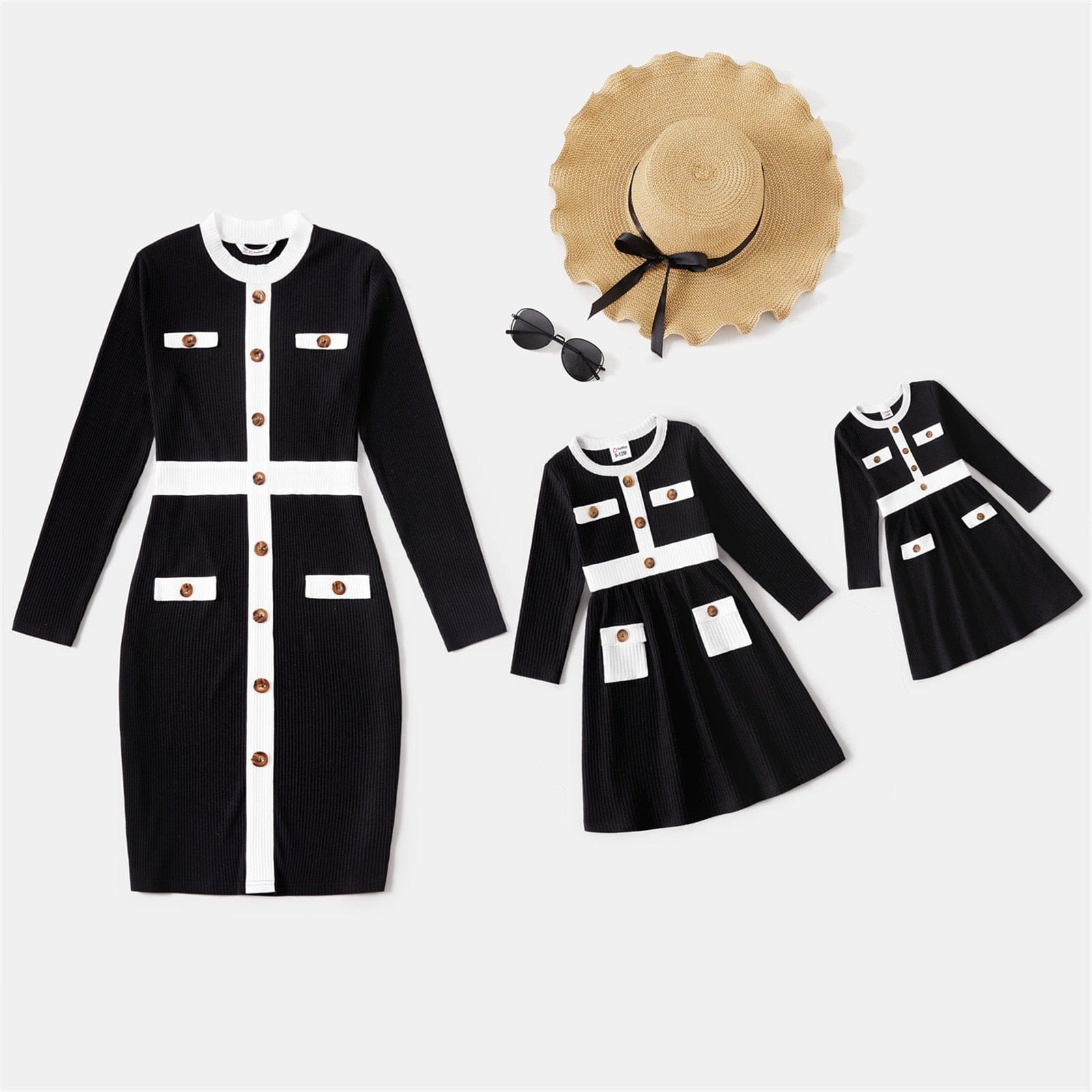 Robe Élégante Noire Et Blanche Pour Cérémonie