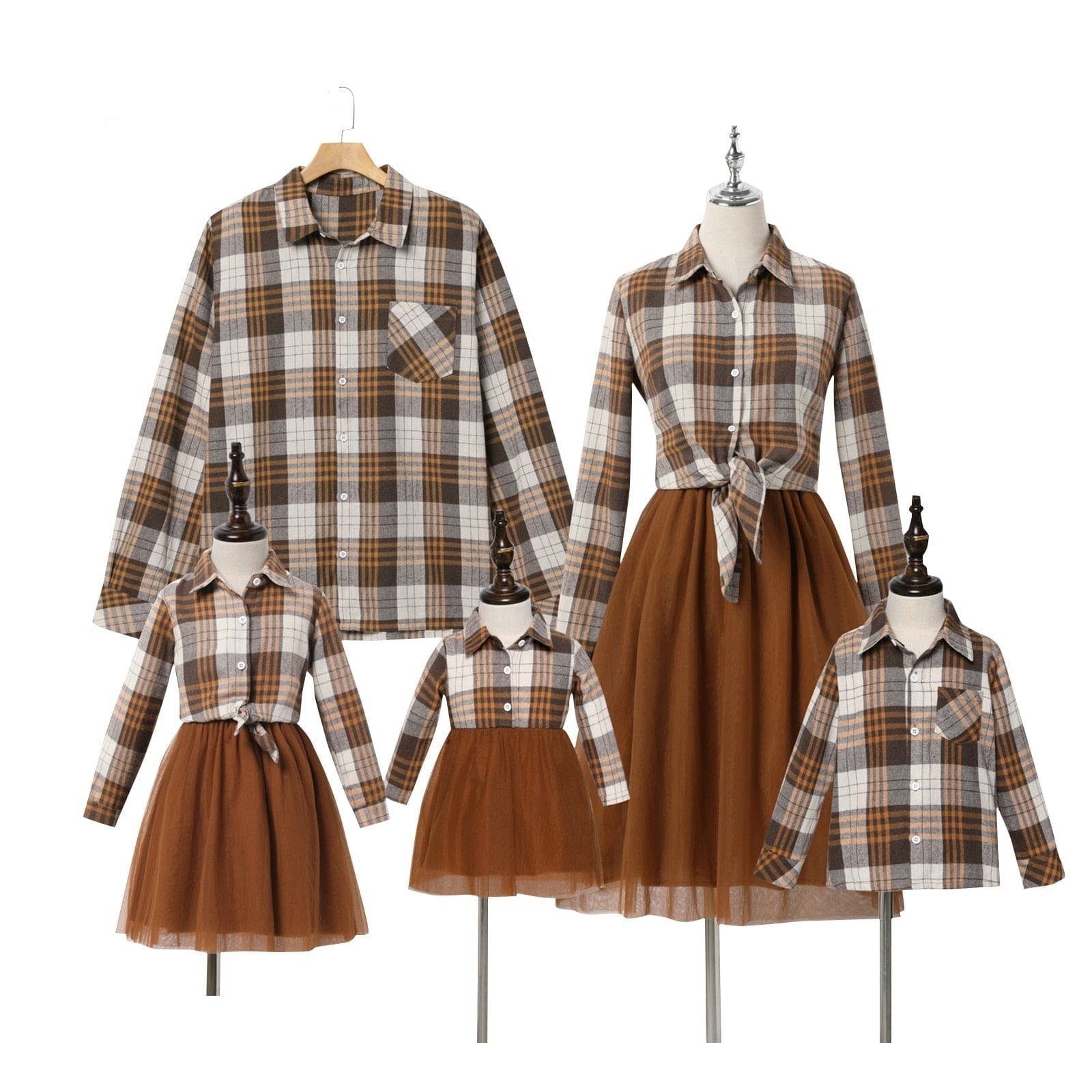 Ensemble Vestimentaire Coordonné À Motif Quadrillé Marron – Image 3
