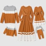 Ensemble De Tenues Coordonnées Pour La Famille En Beige