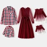Ensemble Familial Cérémonie Rouge Bordeaux
