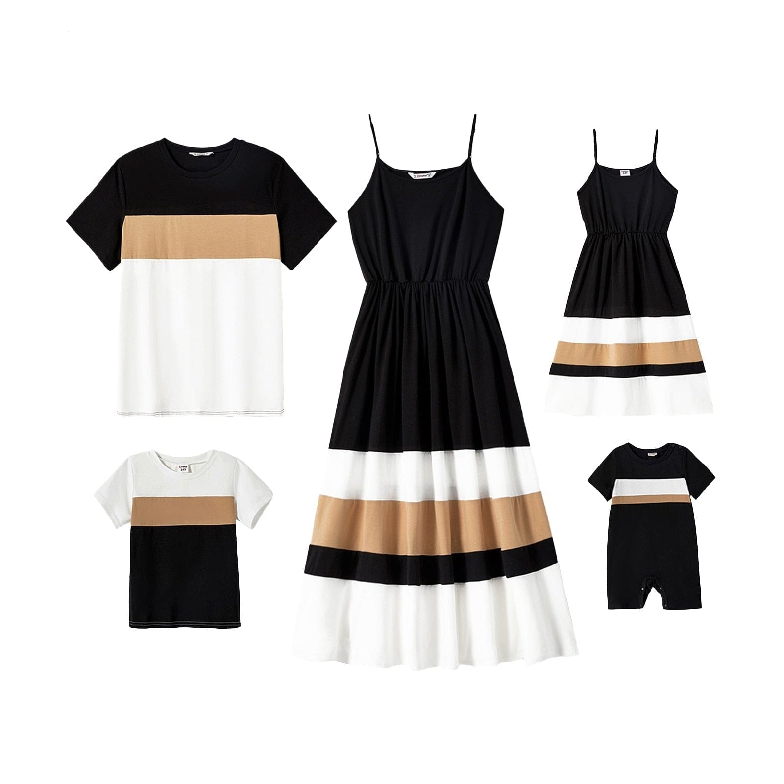 Ensemble De Vêtements Coordonnés En Noir, Blanc Et Beige – Image 2