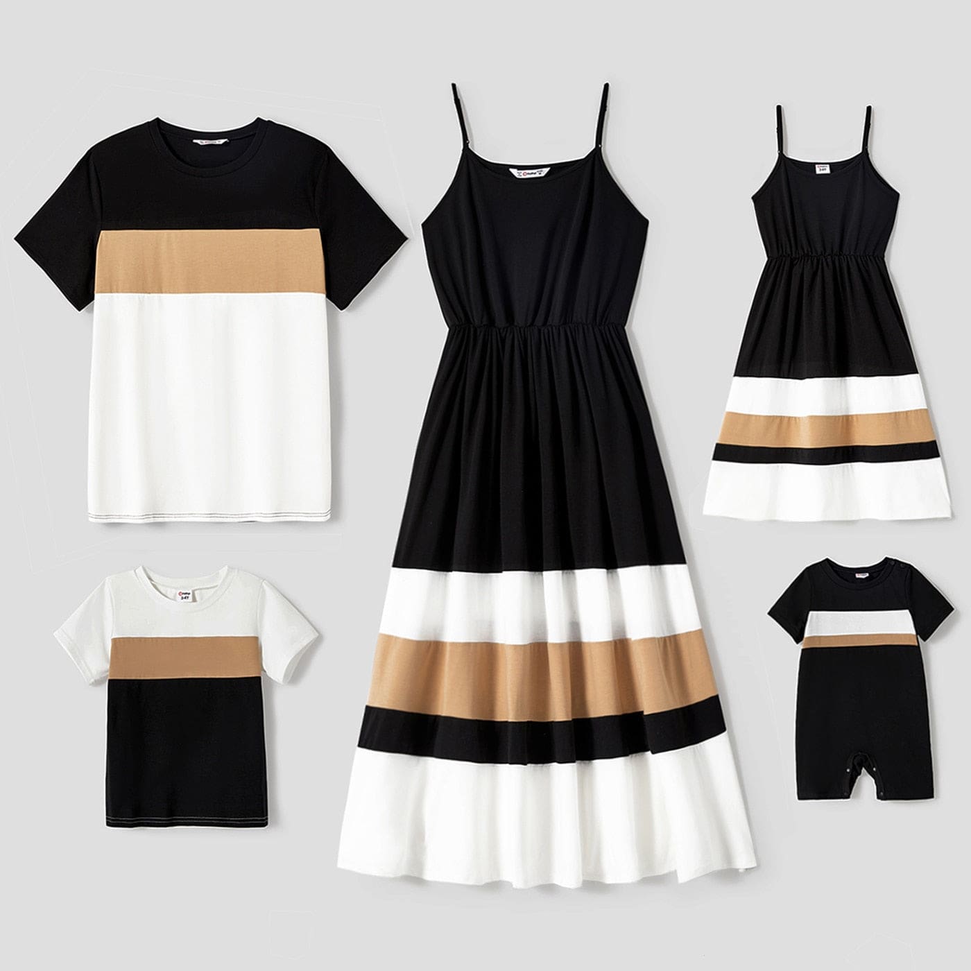Ensemble De Vêtements Coordonnés En Noir, Blanc Et Beige