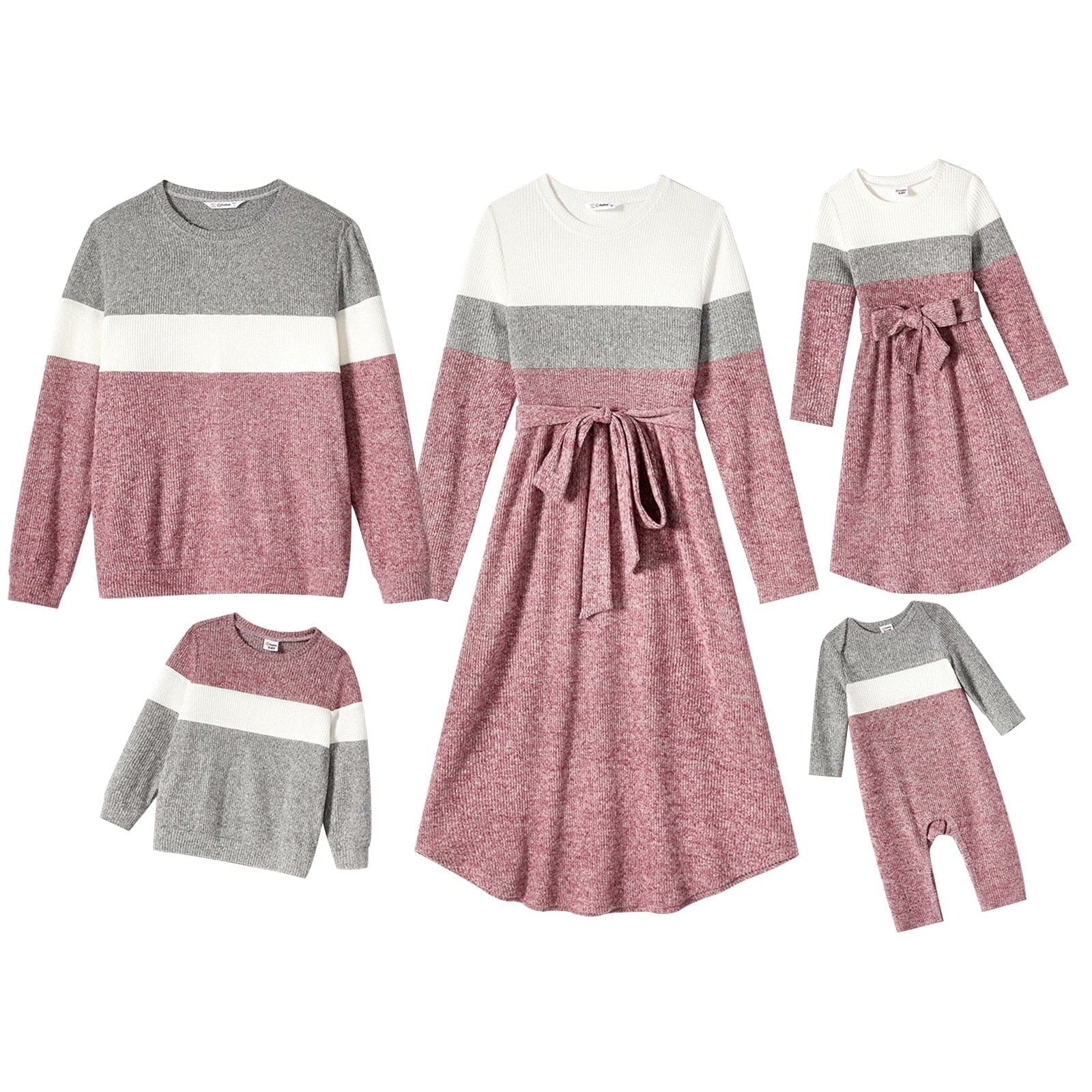 Ensemble De Tenues Coordonnées À Lignes Roses Et Grises – Image 2