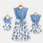 Robe Duo Maman Et Enfant En Jean À Motifs Floraux