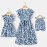 Robe Blanche À Petites Fleurs Assortie Pour Mère Et Fille