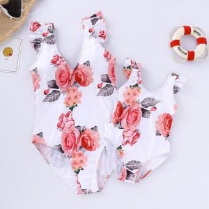 Maillot De Bain Mere Fille 1 Piece Fleuri