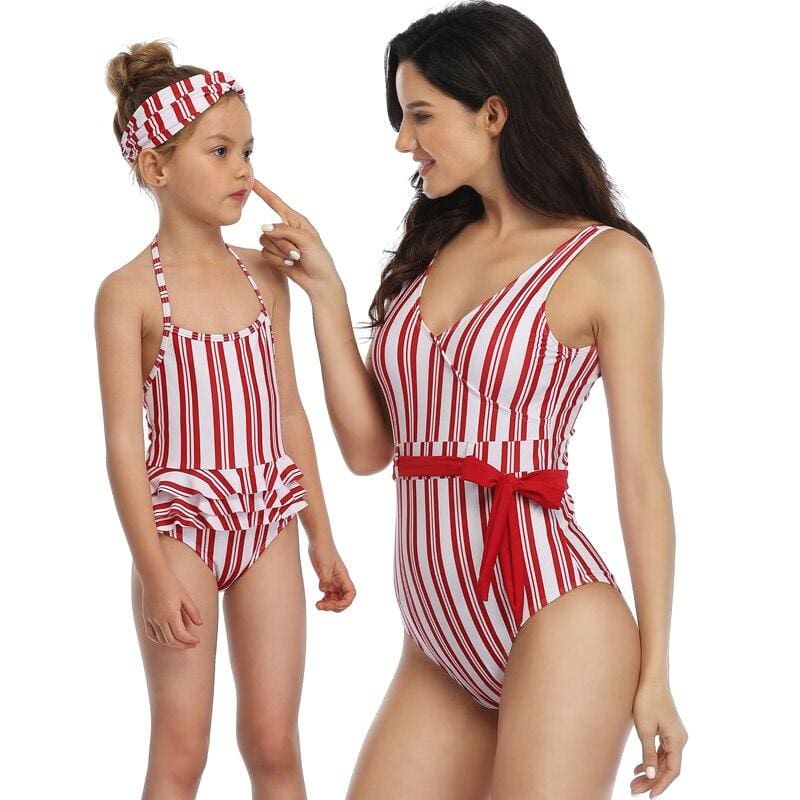 Maillot De Bain Mere Fille 2 Pieces Retro – Image 2