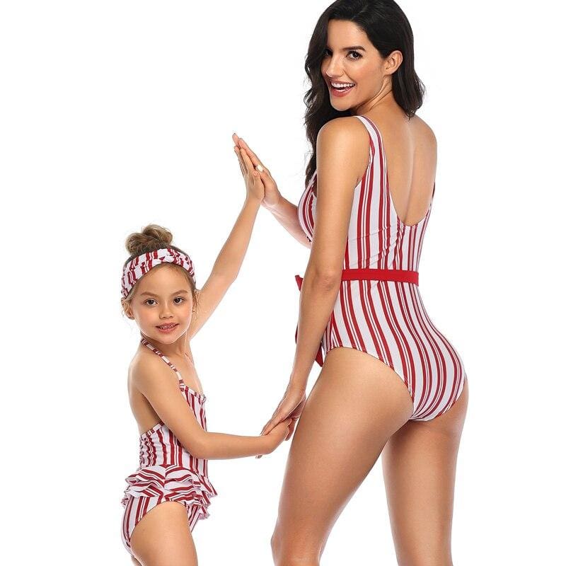 Maillot De Bain Mere Fille 2 Pieces Retro – Image 3