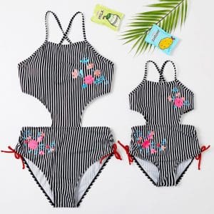Maillot De Bain Mere Fille à Rayures