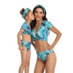 Maillot De Bain Mere Fille Bleu Caraïbes