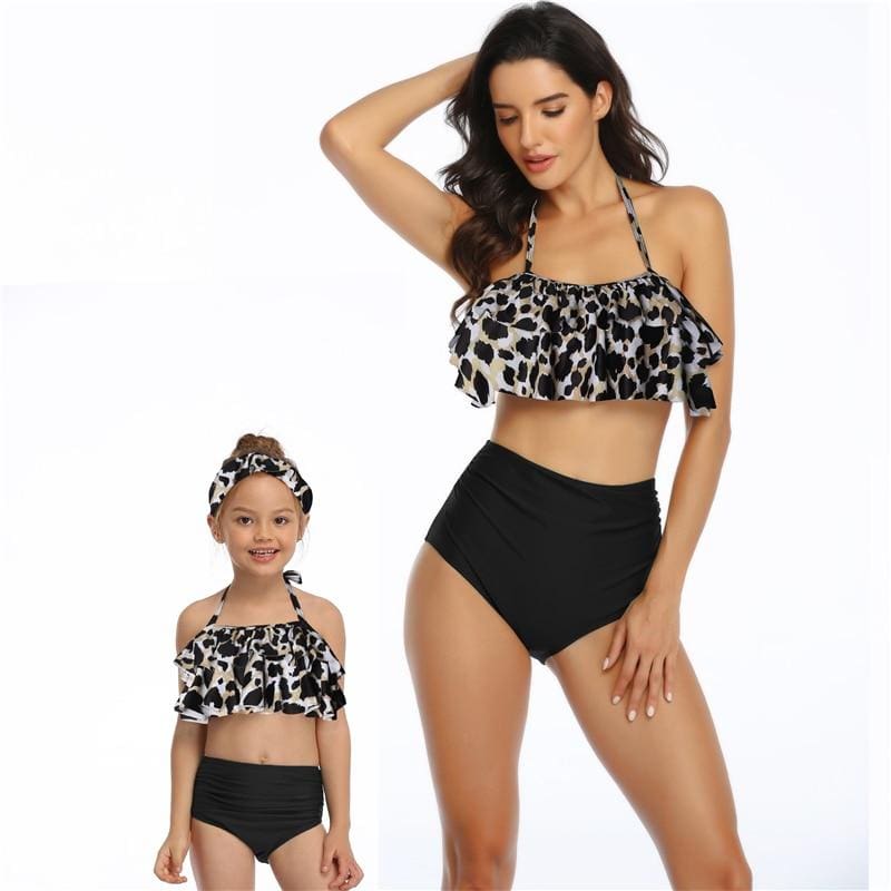 Maillot De Bain Mere Fille Deux Pieces Imprimé Animal