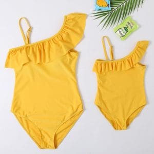 Maillot De Bain Mere Fille Jaune