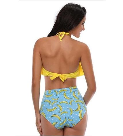 Maillot De Bain Mere Fille Jaune Turquoise Taille Haute – Image 3