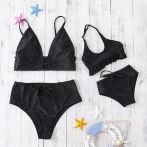 Maillot De Bain Mere Fille Noir 2 Pieces