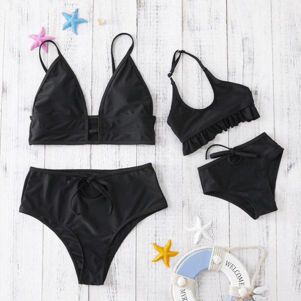 Maillot De Bain Mere Fille Noir 2 Pieces