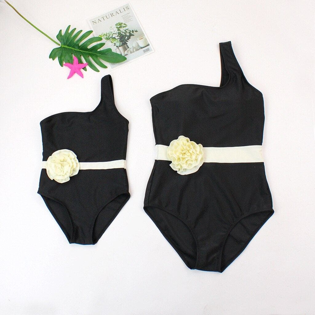 Maillot De Bain Mere Fille Noire Une Piece