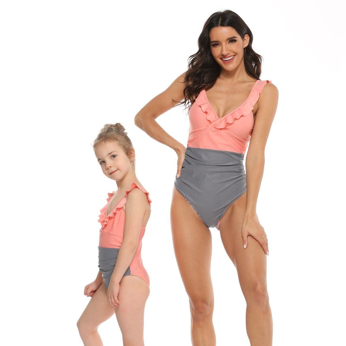 Maillot De Bain Mere Fille Rose Pastel – Image 2