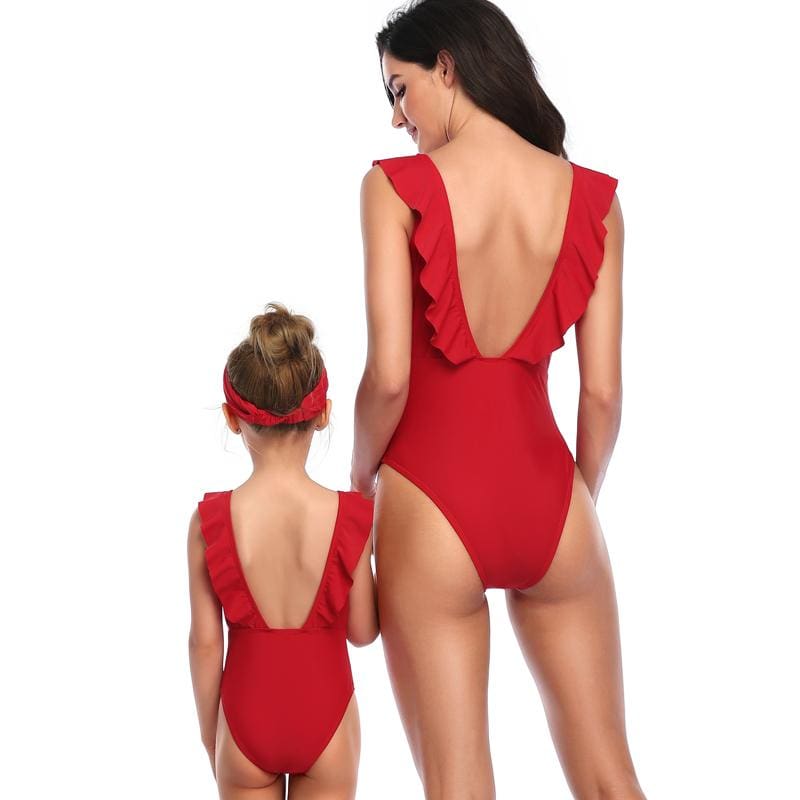 Maillot De Bain Mere Fille Rouge Rubis – Image 2