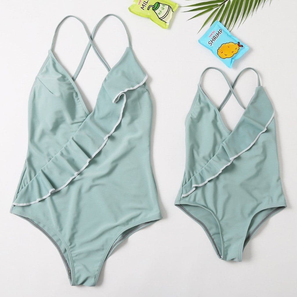 Maillot De Bain Mere Fille Style Portefeuille