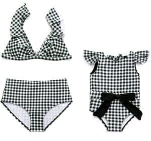 Maillot De Bain Mere Fille Style Retro Noir
