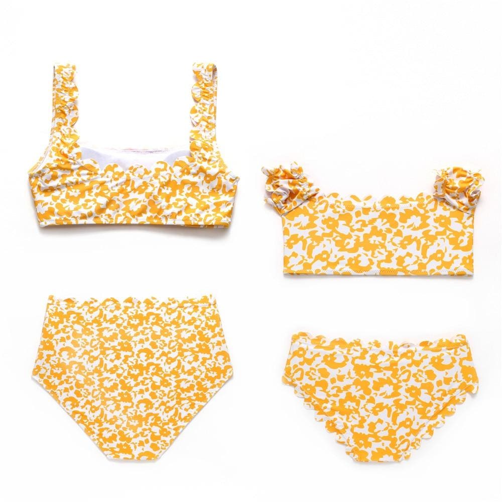 Maillot De Bain Mere Fille Style Vintage Jaune – Image 2