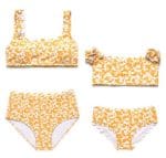 Maillot De Bain Mere Fille Style Vintage Jaune