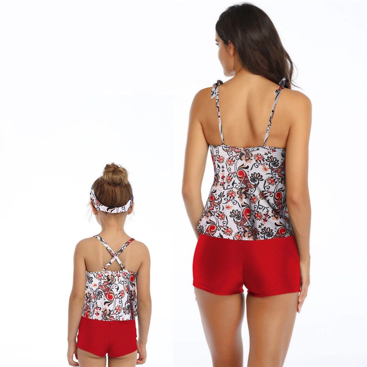 Maillot De Bain Mere Fille Tankini Rouge et Blanc – Image 3
