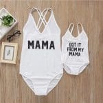 Maillot De Bain Mere Fille Une piece Blanc