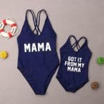 Maillot De Bain Mere Fille Une Piece Bleu Marine
