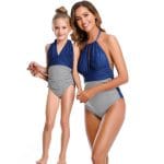 Maillot De Bain Mere Fille Une Piece Bleu Roi