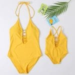 Maillot De Bain Mere Fille Une Piece Jaune