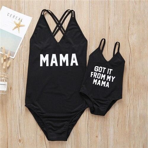 Maillot De Bain Mere Fille Une Piece Noir