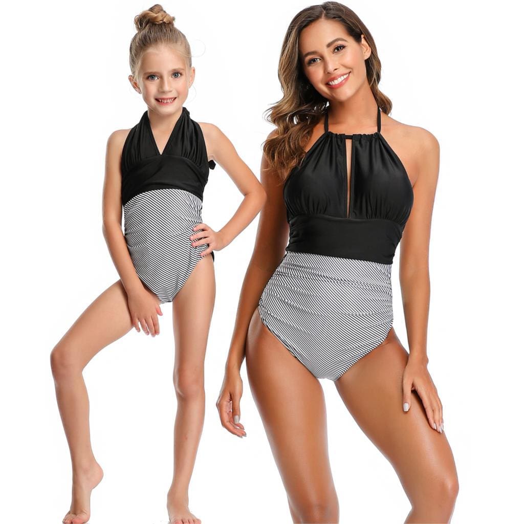 Maillot De Bain Mere Fille Une Piece Noir Reglisse – Image 2