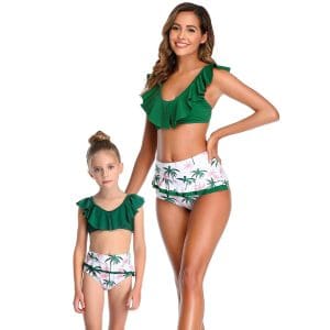 Maillot De Bain Mere Fille Vert