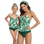 Maillot De Bain Mere Fille Vert Et Blanc