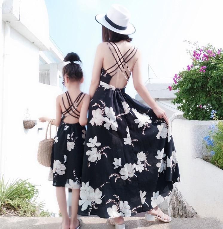 Robe Longue Noire Mère Et Fille – Image 2
