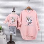 Pull Mere Fille Licorne Rose