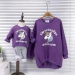Pull Mere Fille Licorne Violet