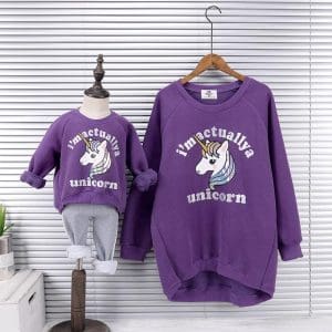 Pull Mere Fille Licorne Violet