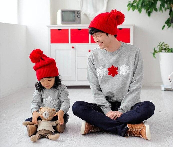 Pull Noel Famille Assorti Pulls et Tops Assortis Mon Mini Moi Gris Maman M
