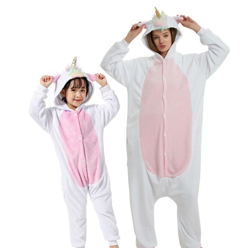 Pyjama De Licorne Blanc - Ensemble Assorti Mère Et Fille